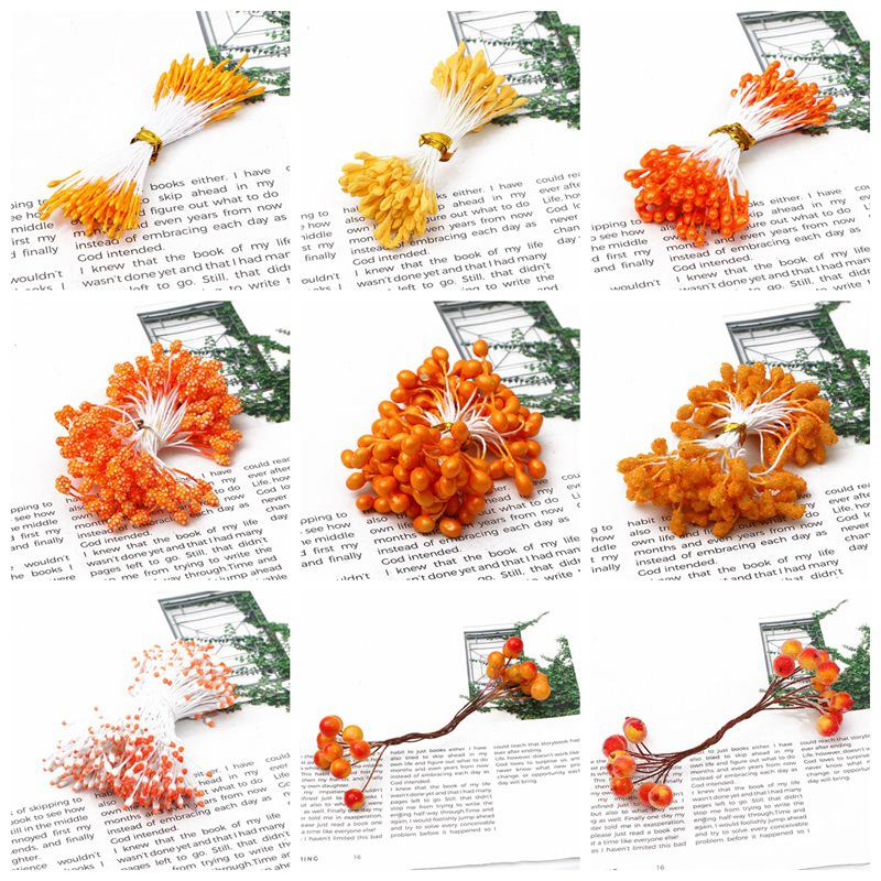 Orange Flower Double-Headed Stamen Foam Hairpin DIY Accessories