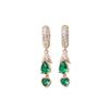 Fashion Green Heart Shape Dangle Earrings with Sparkling Zirconia Elegant Earring for Women Party Wedding Jewelry Gift