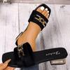 Summer women's fashionable square chain low heel slippers