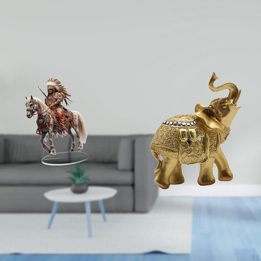 Home Knight Desk Sign Elephant Figurine Acrylic Ornament Desktop Decoration 2D Craft