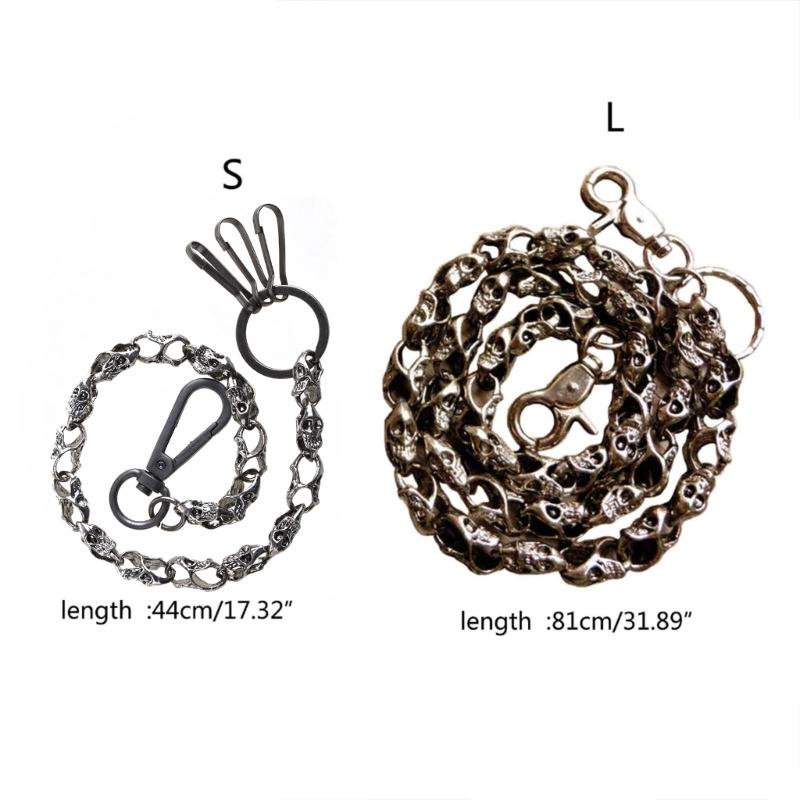Biker-Decor Skull Wallet Chain with Hook Snap Closure Punk Skull Trouser Chain Hip-hop Cool Style Pant Chain Ornament