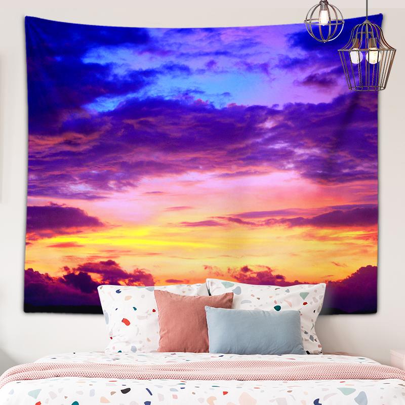 Tapiserie cu vedere la apus de soare la plajă, flori de floarea soarelui, artă de perete, tapiserie, decor estetic, pentru dormitor, sufragerie, decor acasă