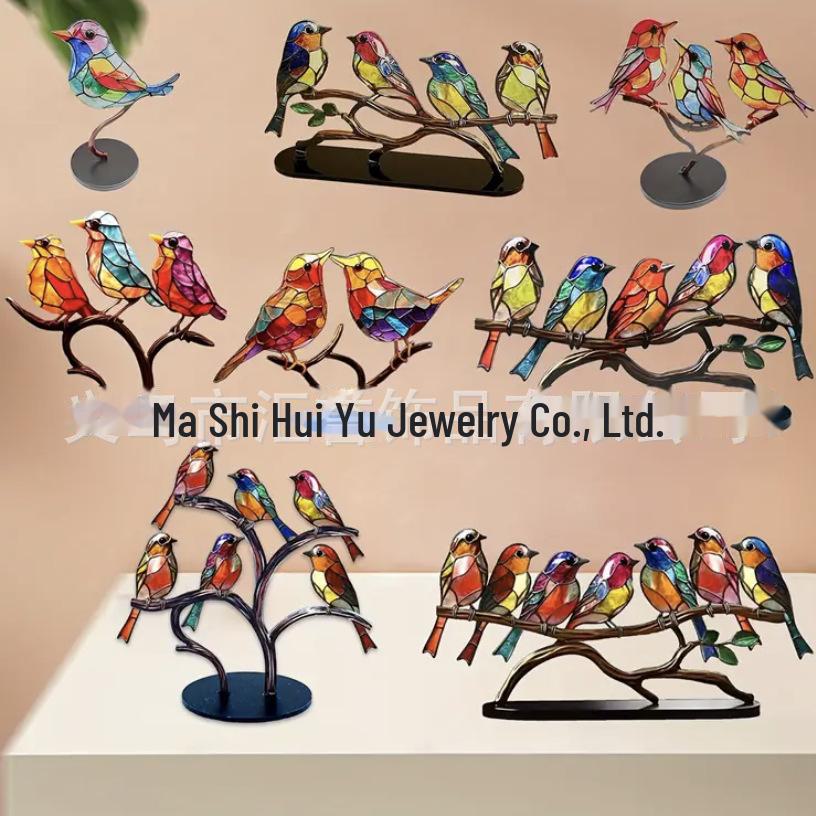 Colorful Bird & Flower Acrylic Home Ornaments