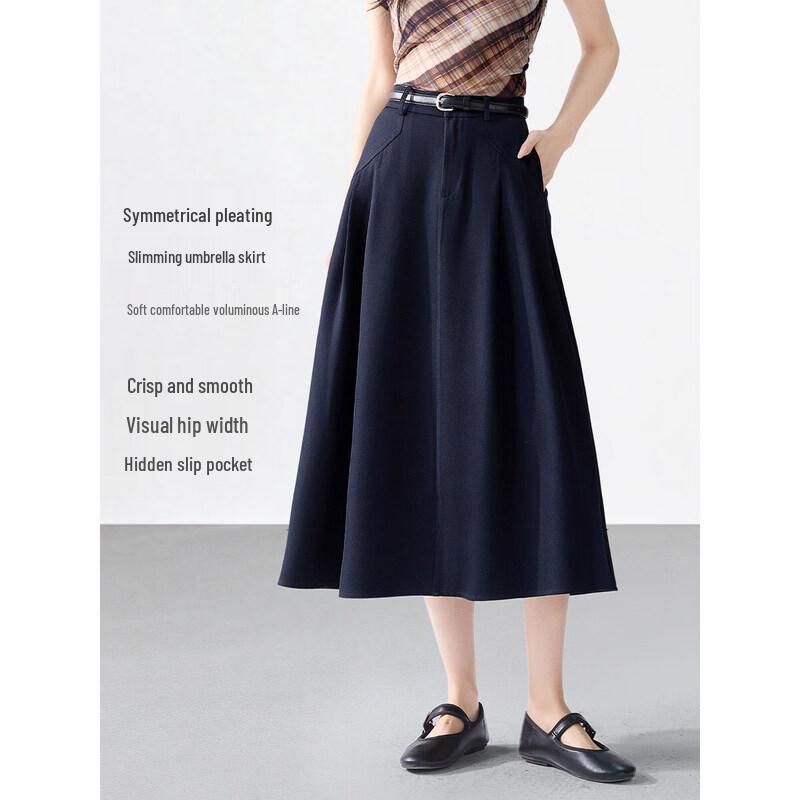 Women s Pleated A-line Midi Skirt L
