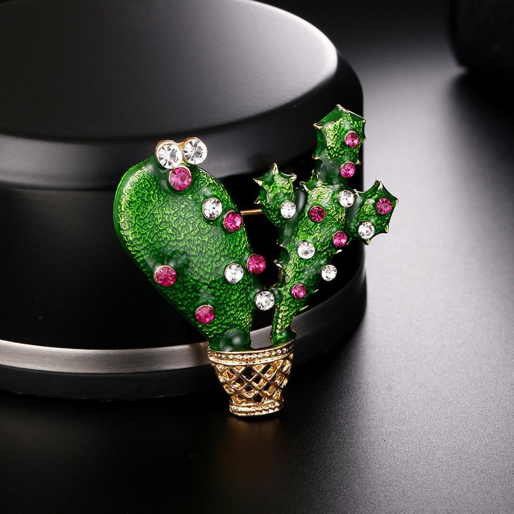 Delicate Stylish Cactus Design Oil Drop Alloy Brooch Wear Decoration Plant Pin