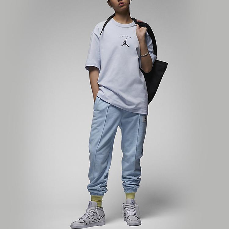 Jordan Alphabet Logo And Number Pattern Print Soft Loose Round Neck Sport Casual Knit Short Sleeve T-Shirt Women Tops Light-Purple FJ7710-085