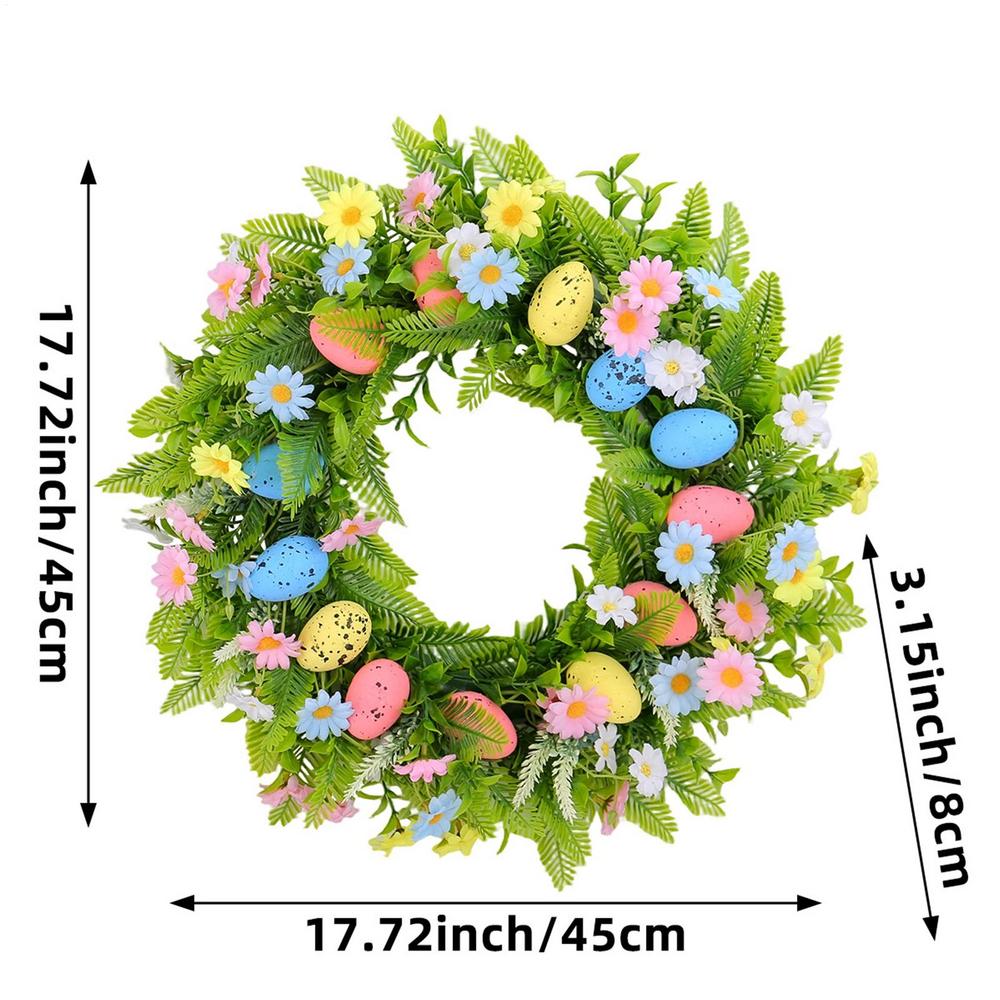 Easter Door Wreath Reusable Springtime Ornament Artificial Flower Easter Wreath Decor for Indoor Outdoor Mantel Restaurant Wall зелёный