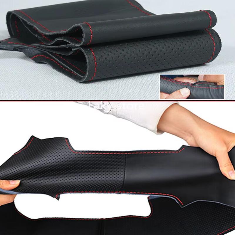Non-Slip Black Artificial Leather for Nissan Patrol Y62 2012-2018 Teana J32 Diy Hand Stitched Braid Car Steering Wheel Cover