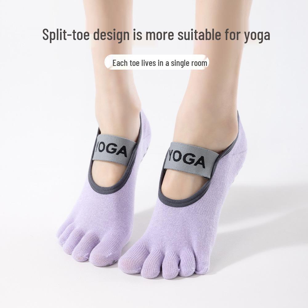 Women's Lace-Up Five-Finger Yoga Toe Socks - Non-Slip, Breathable Sports Socks for Pilates