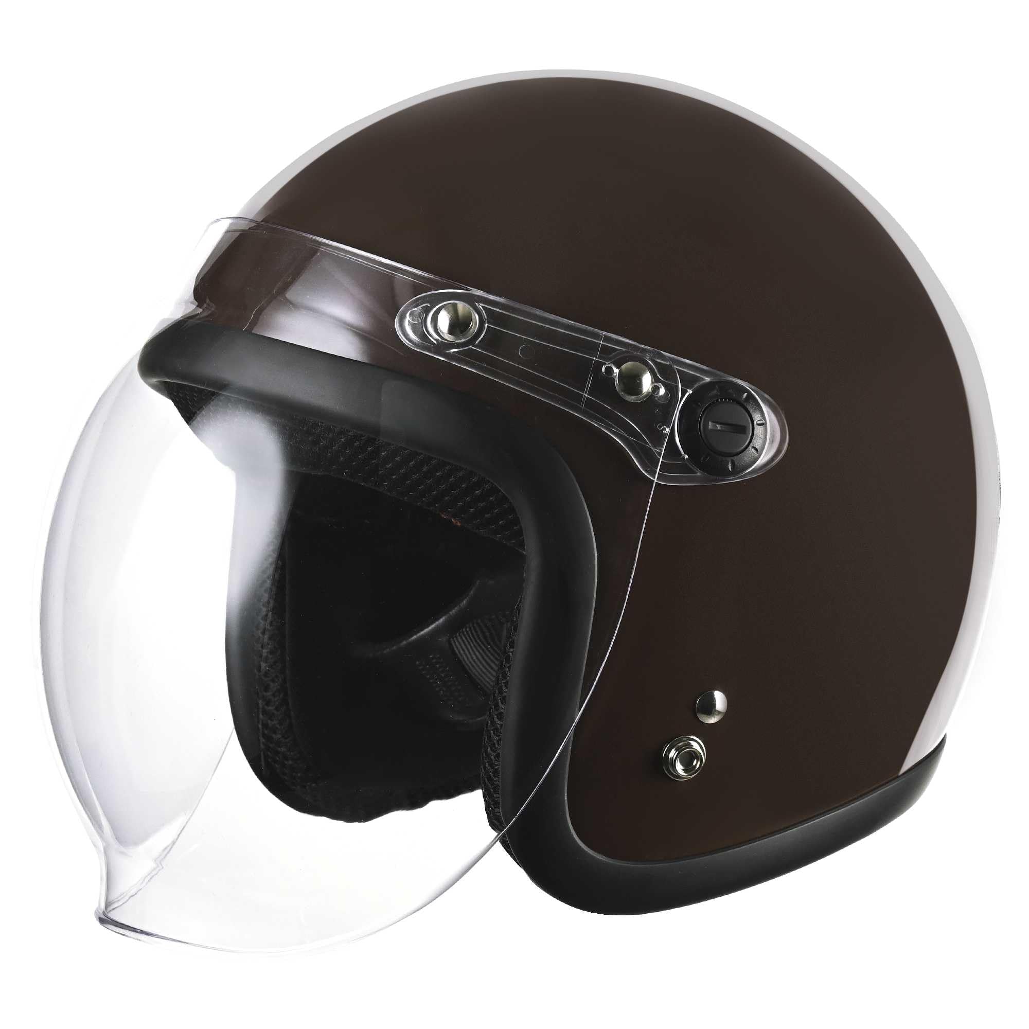 

RIDEZ Jet Helmet with Glasses Motorcycle Helmet with Jet Moped Compatible with All Engine MOCHA Shield, Compatible, Shield, Stylish, SG,