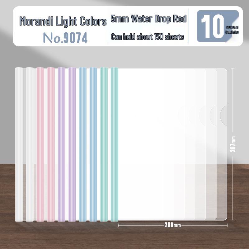 Good 9073 Transparent A4 Pull-Rod Clip Document Folder - Thickened Insert & Pull-Out Design