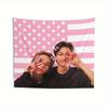 1 Stück Skz Live Amerika Fahnenbanner mit Stray Hyunjin & Merchandise, Design in Rosa mit weißen Streifen Wandteppich