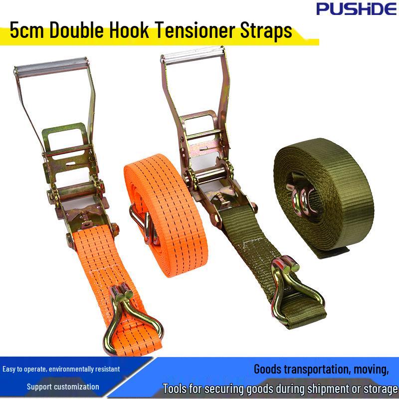 5cm 5-Ton Double Hook Ratchet Tie-Down Strap for Truck Cargo Securing