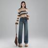 Autumn Retro High-Waist Straight Leg Mop Jeans for Women