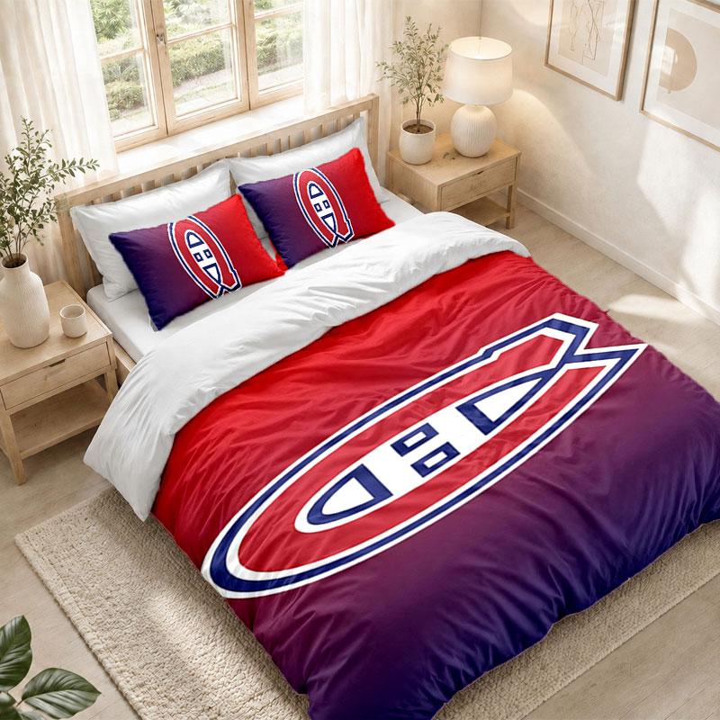 Bedding Set 1 Duvet Cover 2 Pillowcases Montreal Canadiens Print Bedroom Home Decoration