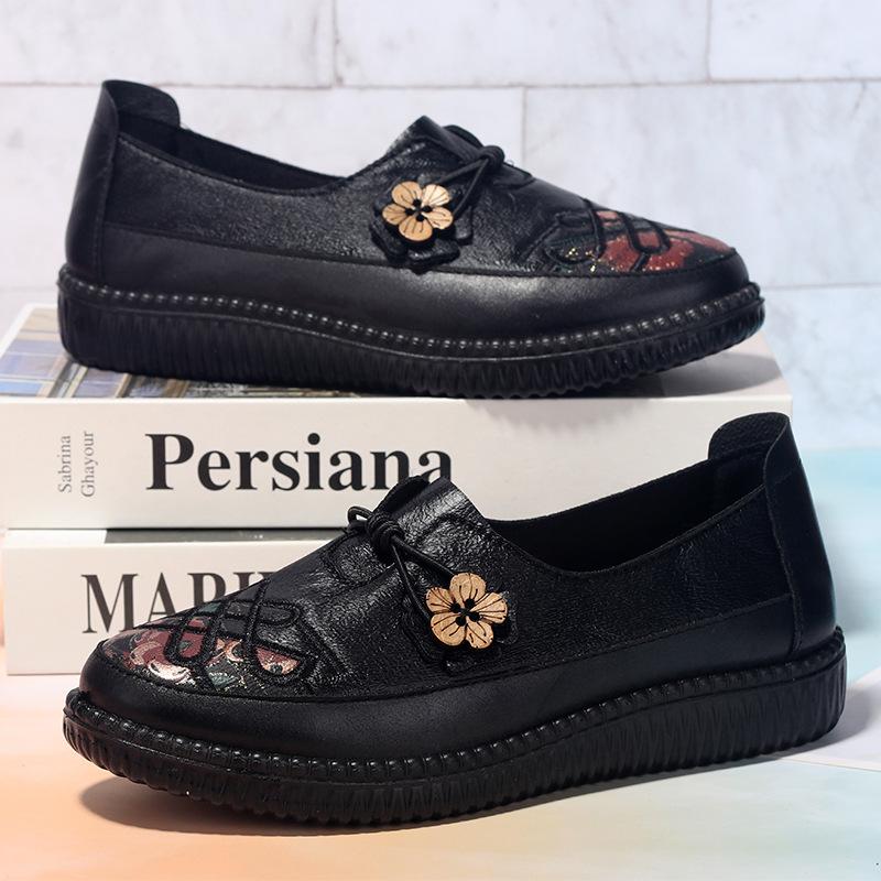 

Тканевые туфли женские осенние туфли на мягкой подошве, нескользящие, на плоской подошве, вышитые туфли, удобная и дышащая обувь 35