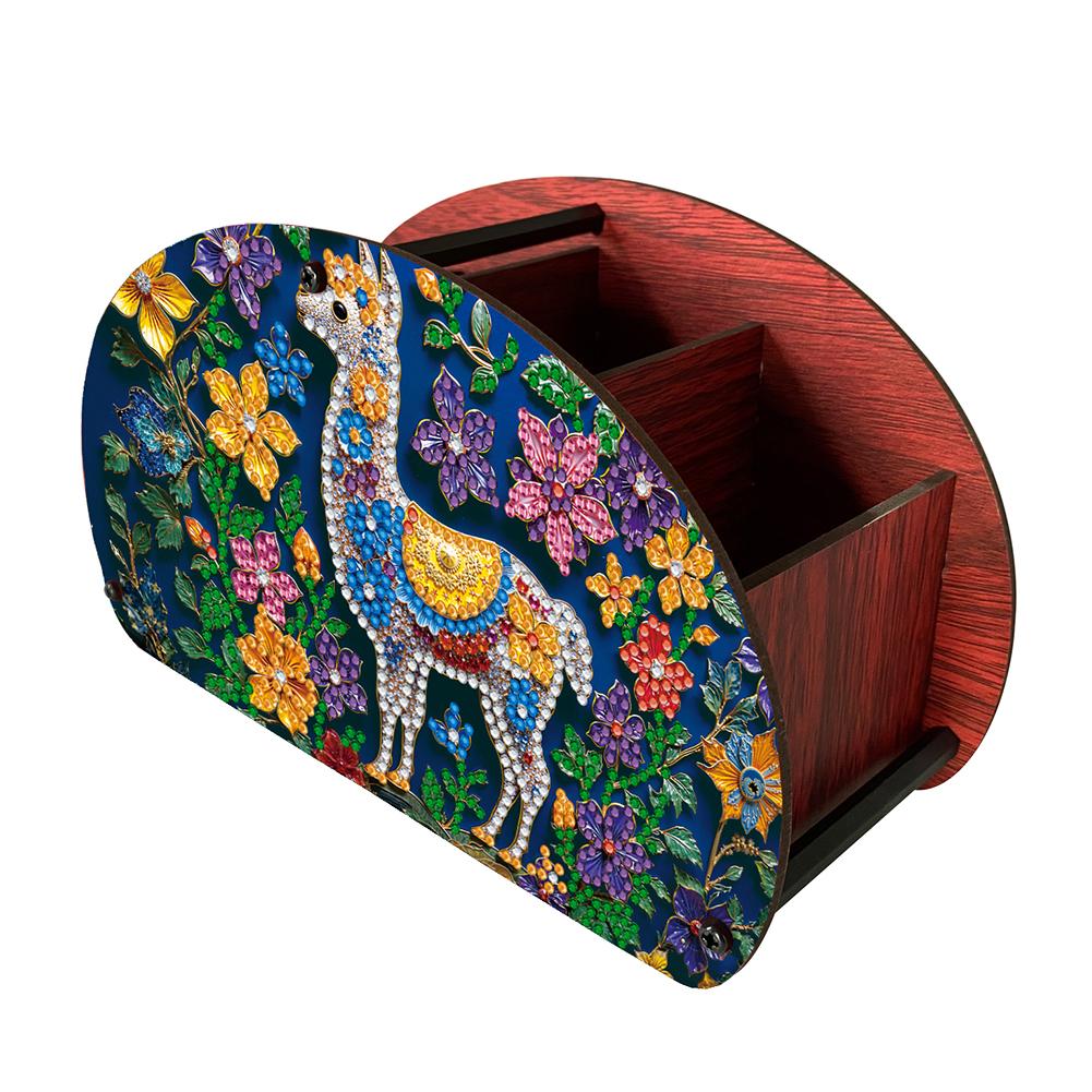 DIY Wooden Diamond Painting Storage Cosmetic Tool Holder Animal Pattern Diamond Painting Art Kit Organizer Box Desk Accessories