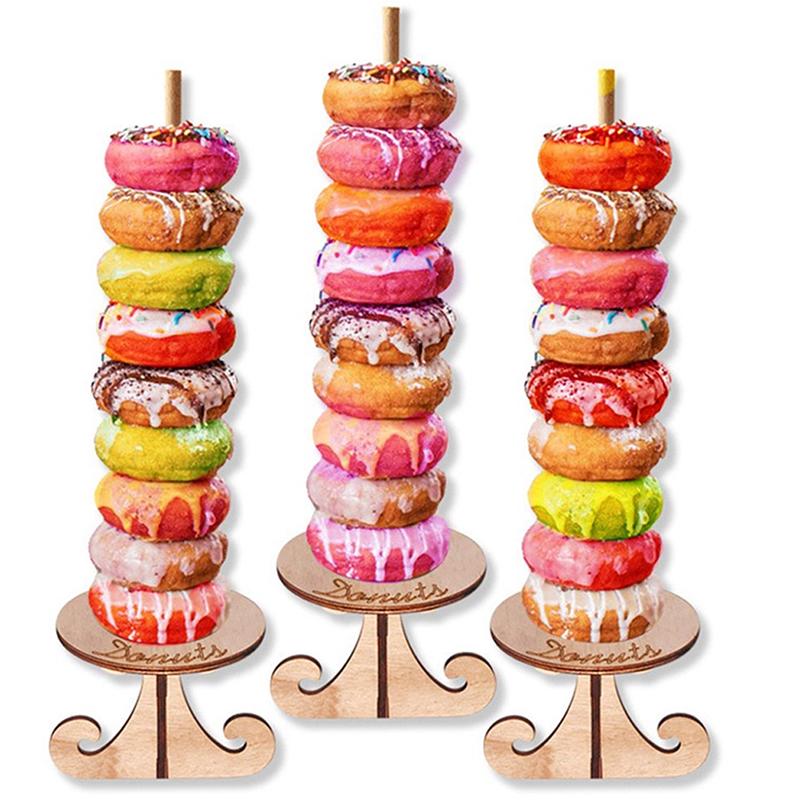 Wooden Donut Display Stand Rack Diy Wall Doughnut Dessert Rack Birthday Decor
