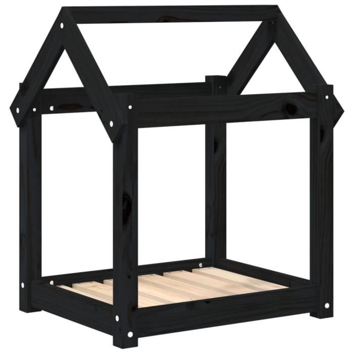 822201 vidaXL Lit pour chien Noir 61x50x70 cm Bois de pin solide