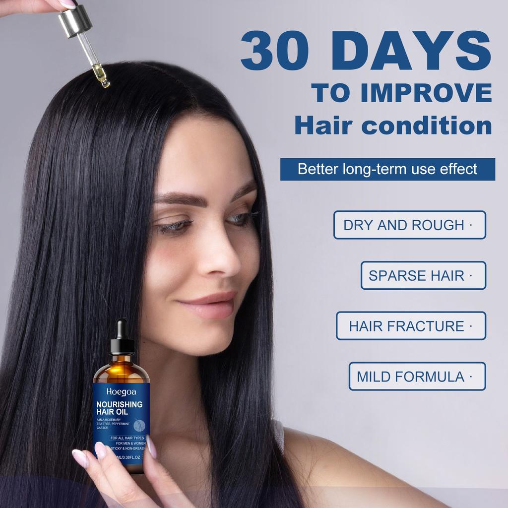Vyživující vlasový olej, olej na růst vlasů, používá se na poškozené vlasy, kudrnaté vlasy, kudrnaté vlasy, suchá pokožka hlavy, vhodný pro muže i ženy, 100 ml