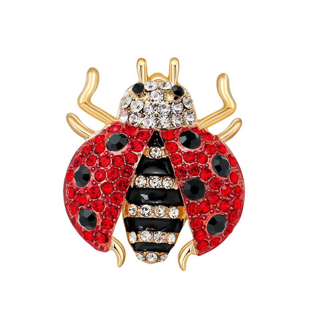 Stylish Alloy Colourful Cartoon Ladybug Brooch Cute Rhinestone Corsage T-shirt Sweater Ornament Festival Birthday Gift