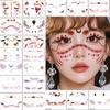 1set Halloween Face Tattoo Stickers Pumpkin Bat Star Moon Fake Freckles Temporary Tattoo Stickers for Music Party Festival Decor