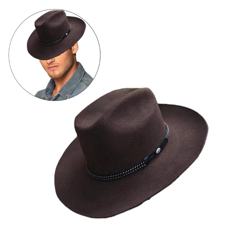 Klassische Fedora Cowboyhut für Reisen Hut mit breiter Krempe Western Cowboyhut für Jungen Mann Erwachsene Cowboyhut