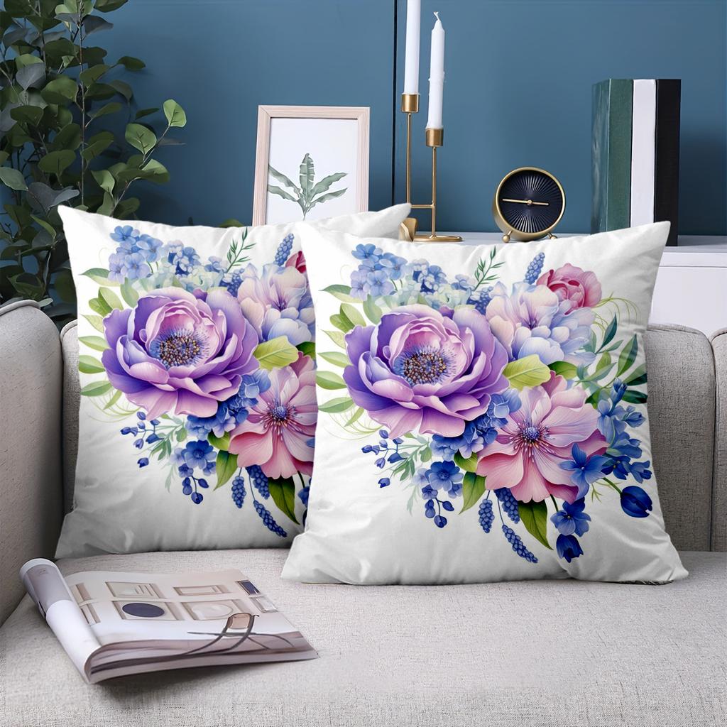 1 Pieces Floral Patterned White Throw Pillow Decor Accent Polyester pillowcase, sofa decorative cushion cov Headboard Pillow