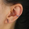 Promotion Small Girl Women Stud Earring Three Stone Colorful Cz bar Stud Simple Minimal Multi Piercing Ear Bone Earrings