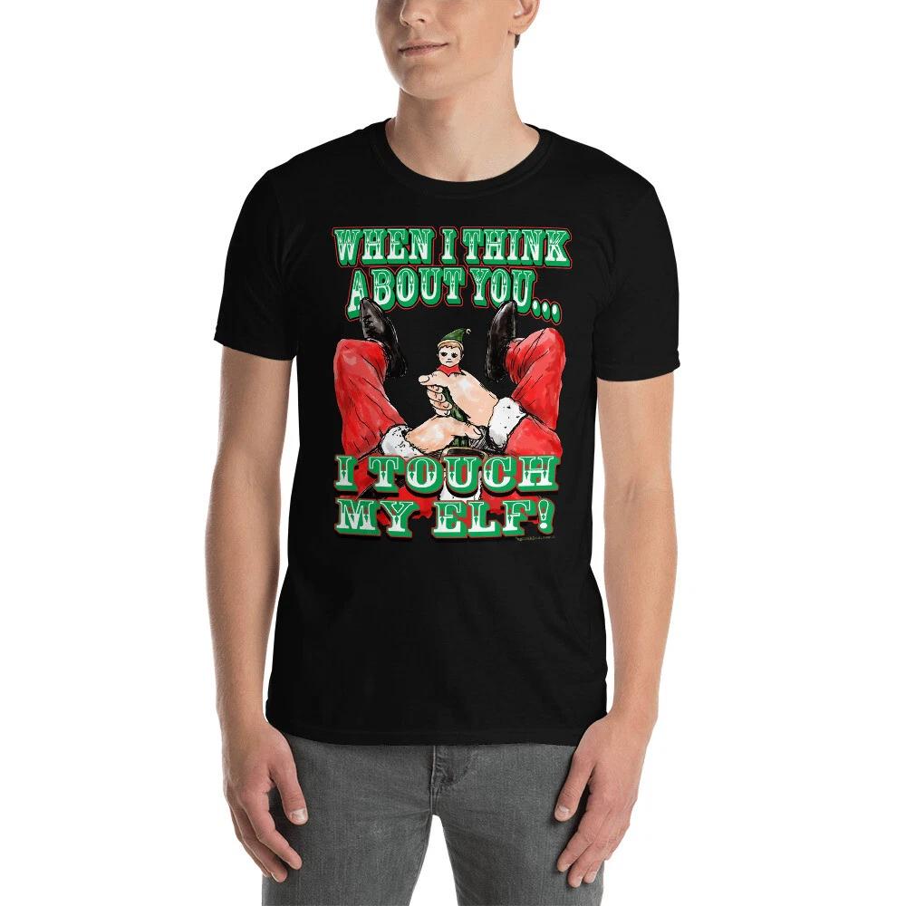 Naughty Christmas Elf Evil Rude Sexy Humor Unisex T-Shirt Santa Ugly Xmas Party S