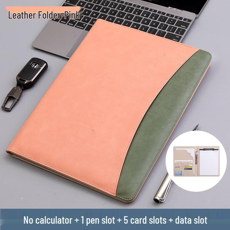 A4 Leather Multifunctional Business Document Folder with Custom Logo.