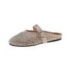 2025 Summer New Niche Ballet Shoes Mesh Rhinestone Breathable One-word Buckle Flat Mary Jane Shoes Women's Shallow Mouth Single Shoes