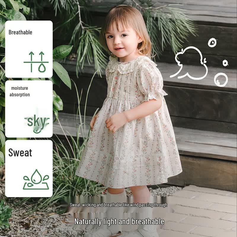 EMXEE Baby Girl Short Sleeve Floral Princess Dress