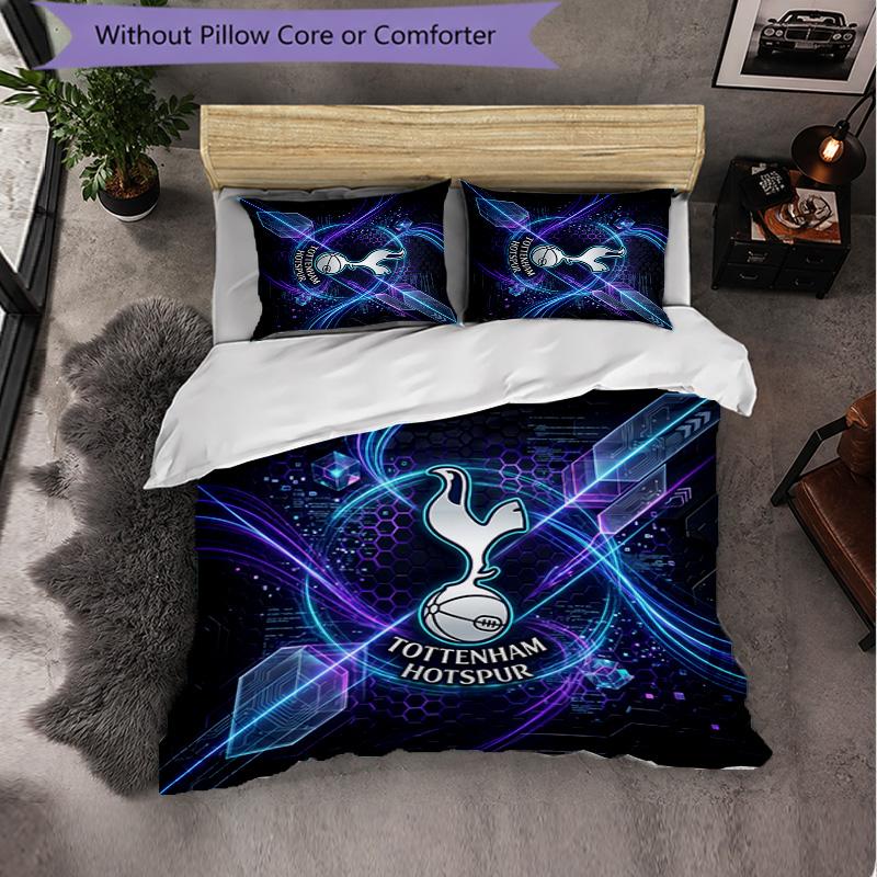 Tottenham Hotspur Vzor 3dílná sada povlečení Měkký mikrovláknový povlak na peřinu s povlaky na polštáře do ložnice
