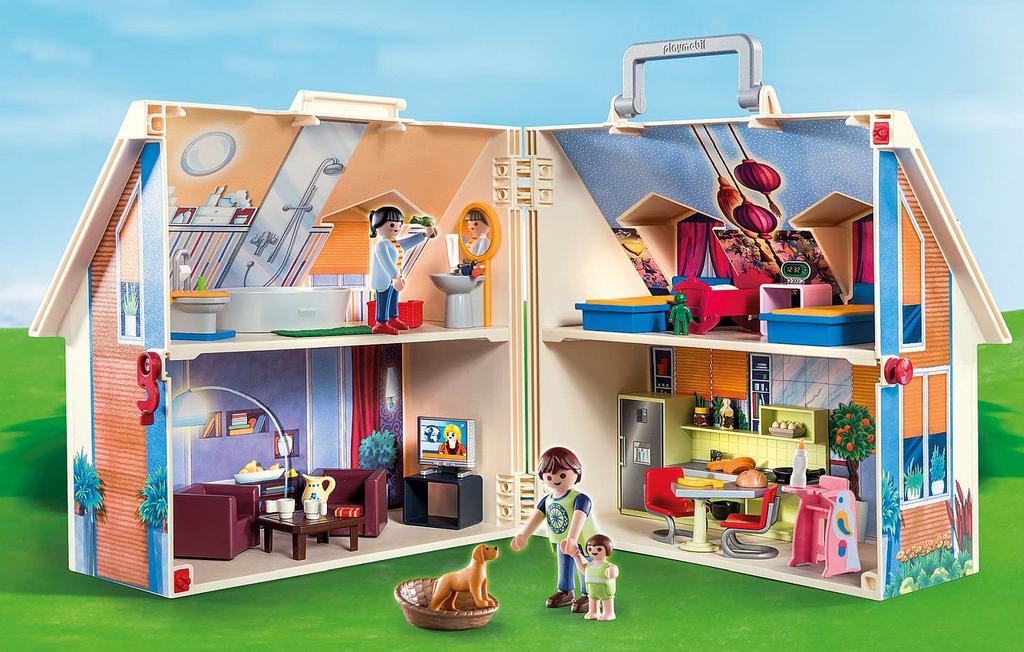 PLAYMOBIL Dollhouse 70985 Mitnehm-Puppenhaus Mit Griff, Zusammenklappbar, Spielzeug Für Kinder Ab 4 Jahren