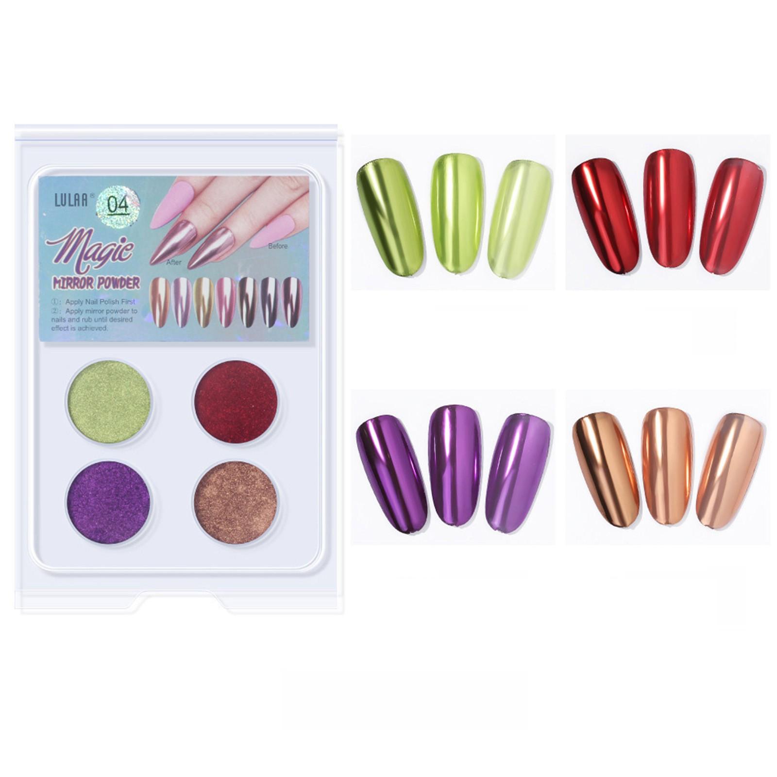 

Пудра для ногтей с зеркальным эффектом, однотонная пудра телесного цвета, набор из 4 цветов