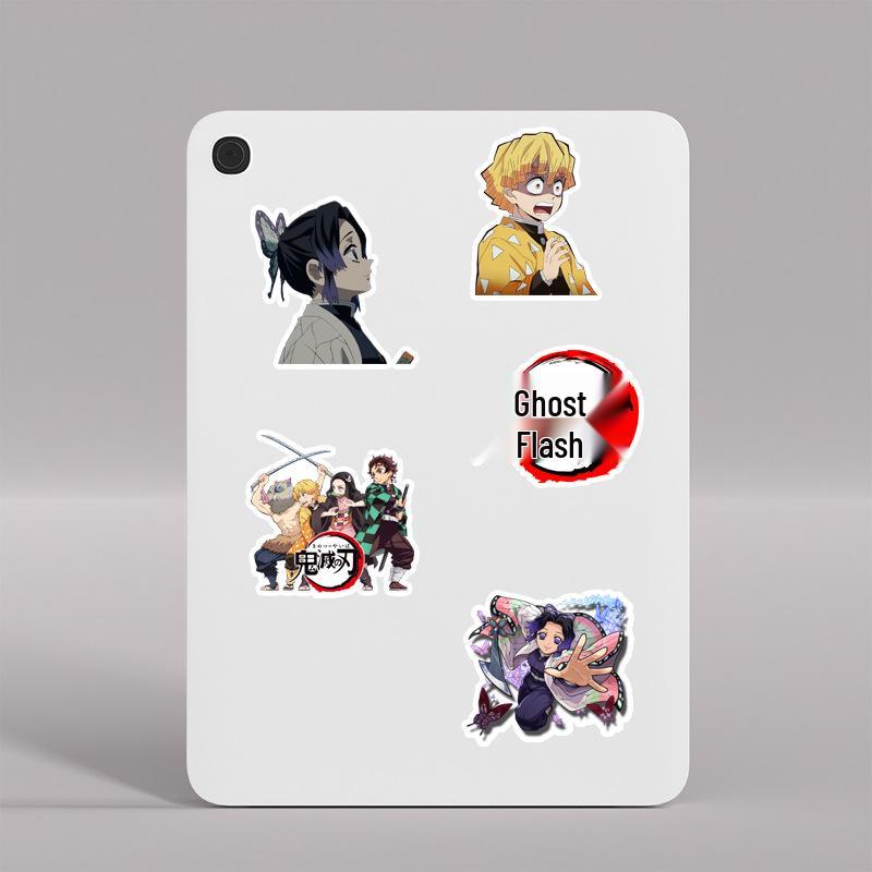 Demon Slayer Stickers: 50-Sheet Self-Adhesive Set for Scrapbooks, Phones, Tablets