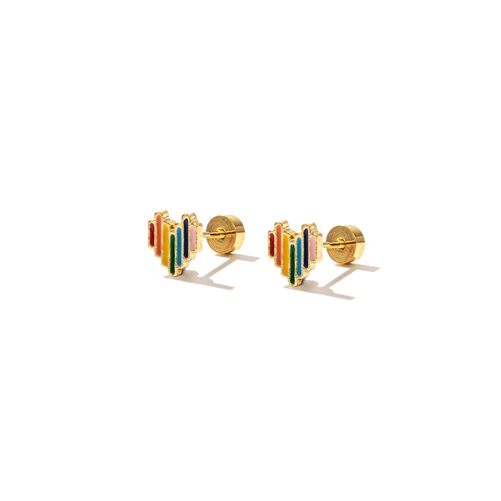 New Earrings Rainbow Color Geometric Drip Earrings Stylish Simple Style Jewelry Women