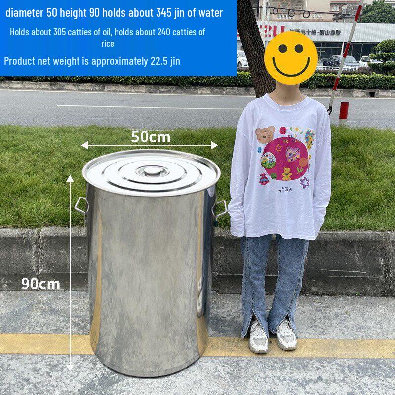Stainless Steel Thickened Storage Bucket with Lid