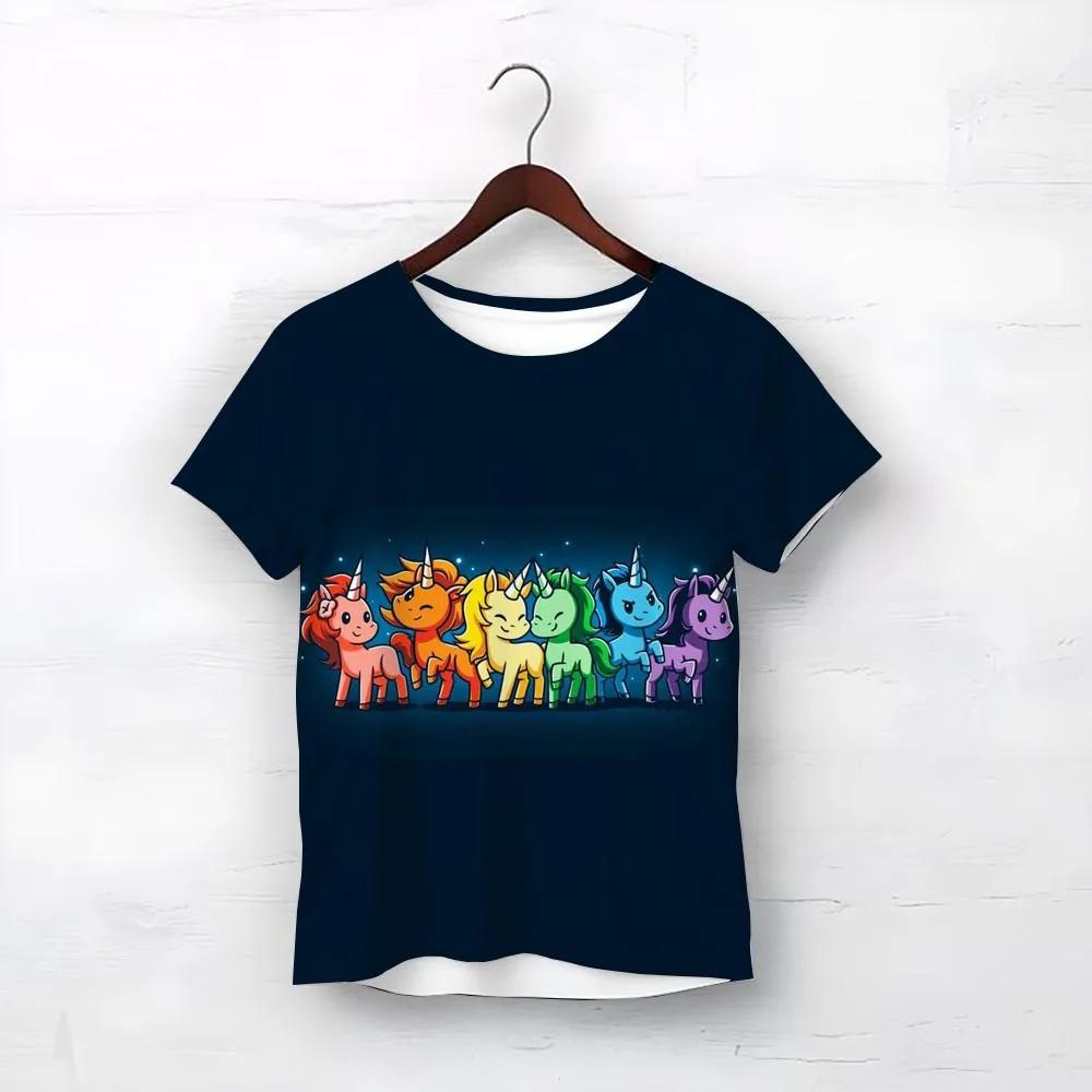 Vysoce kvalitní tričko Smile Unicorn Růžová trička pro dívky Léto 2025 Dětské oblečení Nejlepší dárek k narozeninám pro miminko Dětské topy