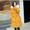 Women Winter Down Cotton Padded Parka Jacket Coat Middle Long Hooded Fur Collar Big Pocket Zipper Thicken Warm Loose Solid Color