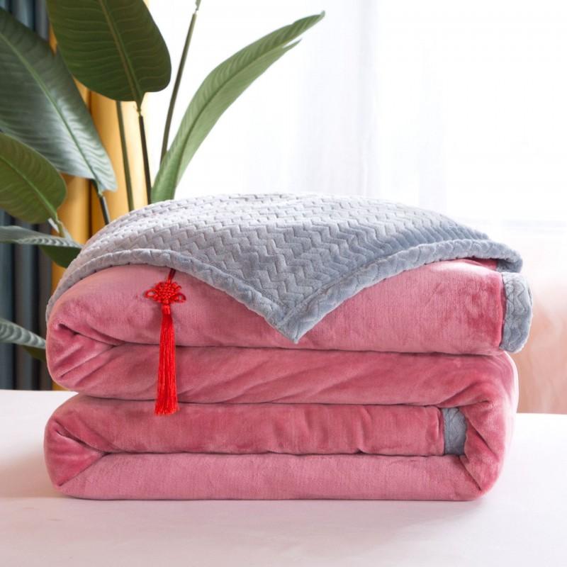 Double-Layer Thick Fleece Blanket Coral Velvet Throw Bed Office Sofa All Season Soft Warm