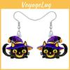 Cat Halloween Themed Pumpkin Skull And Dog Pattern Women Acrylic Earrings