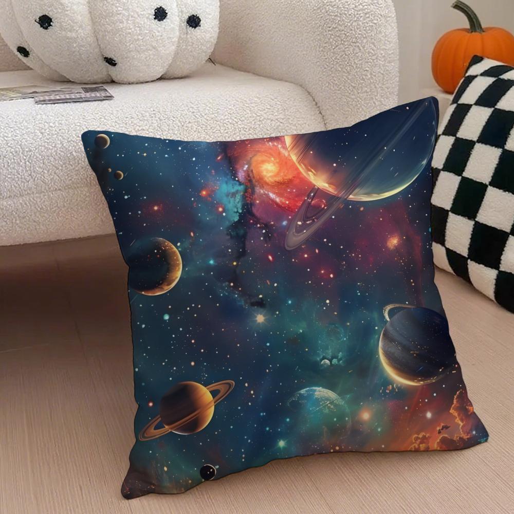 Space Starry Sky Cushion Cover Throw Pillow Cover Hidden Button Durable Polyester Chair Cushion