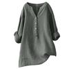 Women's V Neck Long Sleeve Linen Shirt Loose Fit Casual Commuter Blouse for All Occasions