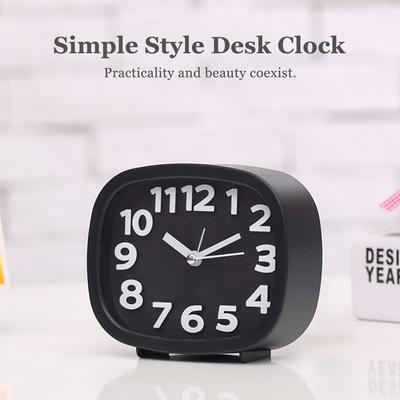 Round Alarm Clock Simple Style Wake Up Table Clock Square Silent Desk Clocks Snooze Portable Travel Alarm Clock Battery Powered