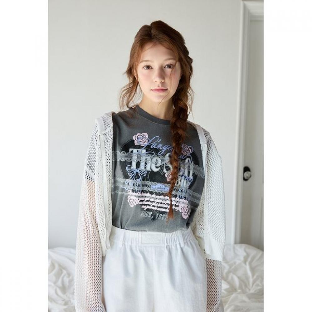 EGOIST ShorT Sleeve T shirT wiTh Lace prinTing  es2oTh10 