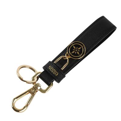 World Genuine Leather Keychain Perfect Gift for Men and Women [Orion Selection] (Carabiner/Gold/Grained Leather) -