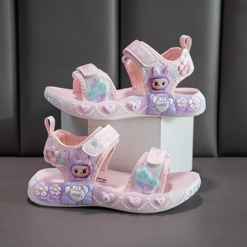 New Cartoon Style Sandals for Girls - Comfortable Soft-soled School Shoes 26 розовый