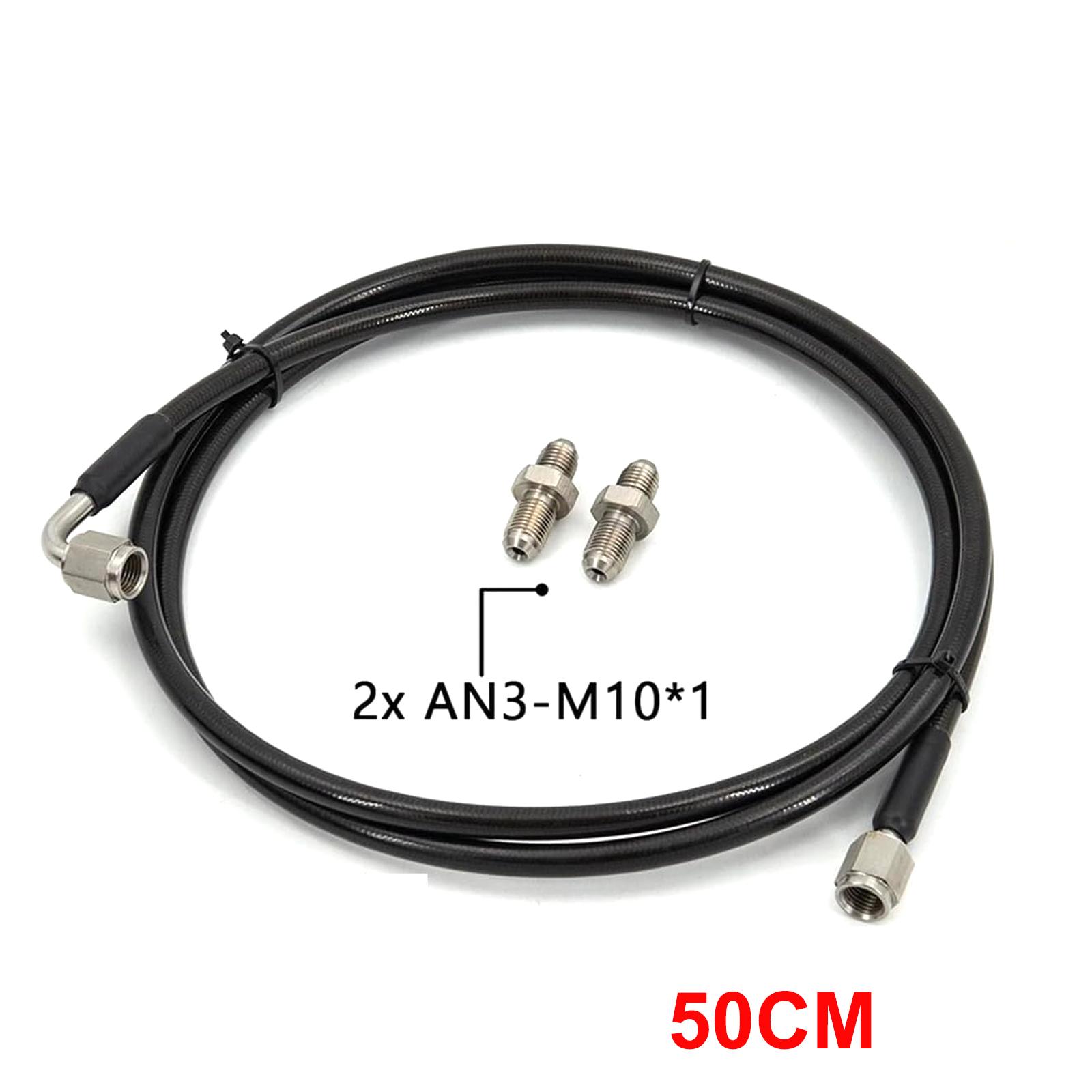 AN3-M10*1Motorcycle Hydraulic Brake Hose oil Pipe Line Braided Line AN3 To M10*1 Auto Parts Black With Adapter Fitting S.S 50cm